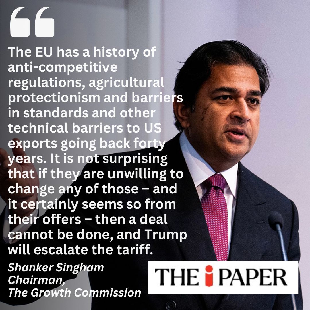 The Growth Commission (@thegrowthcomm) on Twitter photo Our Chairman <a href="/ShankerASingham/">Shanker Singham</a> explains to <a href="/theipaper/">The i Paper</a> how EU intransigence could scupper a deal with President <a href="/realDonaldTrump/">Donald J. Trump</a> on tariffs 👇
inews.co.uk/news/world/eur… Our Chairman <a href="/ShankerASingham/">Shanker Singham</a> explains to <a href="/theipaper/">The i Paper</a> how EU intransigence could scupper a deal with President <a href="/realDonaldTrump/">Donald J. Trump</a> on tariffs 👇
inews.co.uk/news/world/eur…