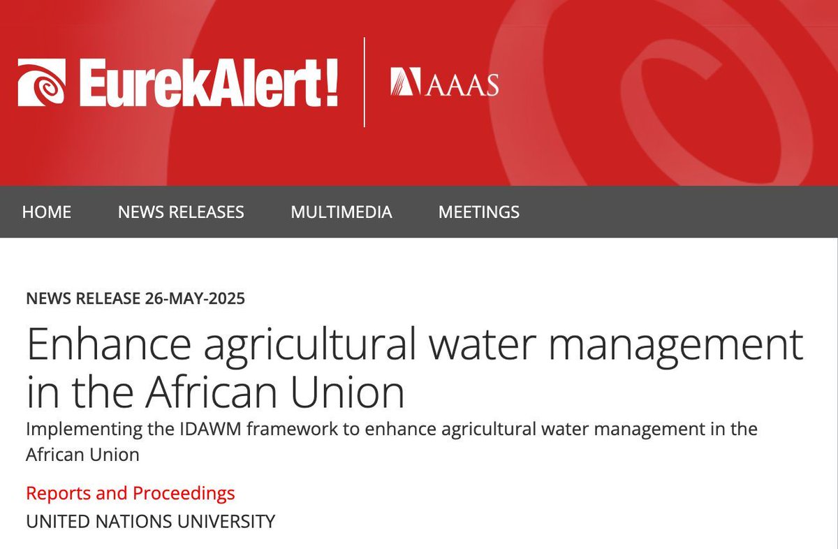UN University-INWEH (@unuinweh) on Twitter photo <a href="/EurekAlert/">EurekAlert!</a> highlights a timely paper by 𝐔𝐍𝐔-𝐈𝐍𝐖𝐄𝐇 experts urging a fresh approach to managing water in the world’s drylands.
🔗 eurekalert.org/news-releases/…
<a href="/UNUniversity/">UN University</a> <a href="/EurekAlert/">EurekAlert!</a> highlights a timely paper by 𝐔𝐍𝐔-𝐈𝐍𝐖𝐄𝐇 experts urging a fresh approach to managing water in the world’s drylands.
🔗 eurekalert.org/news-releases/…
<a href="/UNUniversity/">UN University</a>