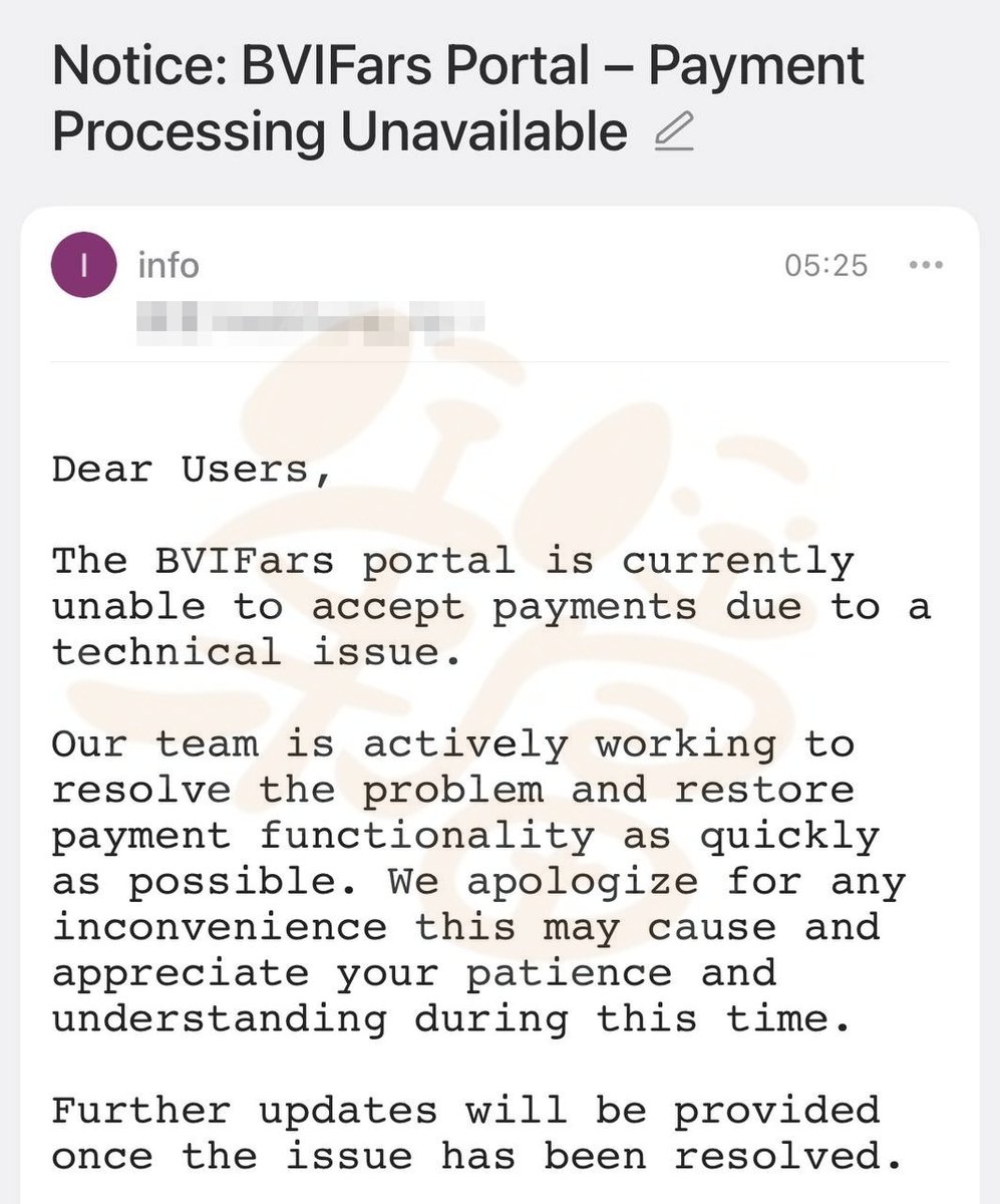 先知先觉的，一部分先享受 CRS 红利的群众，已经把 BVI 的 ITA 系统（CRS 申报系统）挤爆了。

一年 $185 的会员（保护）费，享受全年无忧生活。

最近几天，BVI 无法申报 CRS 了，可能 BVI 金管局做梦都没想到，有一天我们的系统会被挤宕机了。

x.com/wangwanglaifu/…