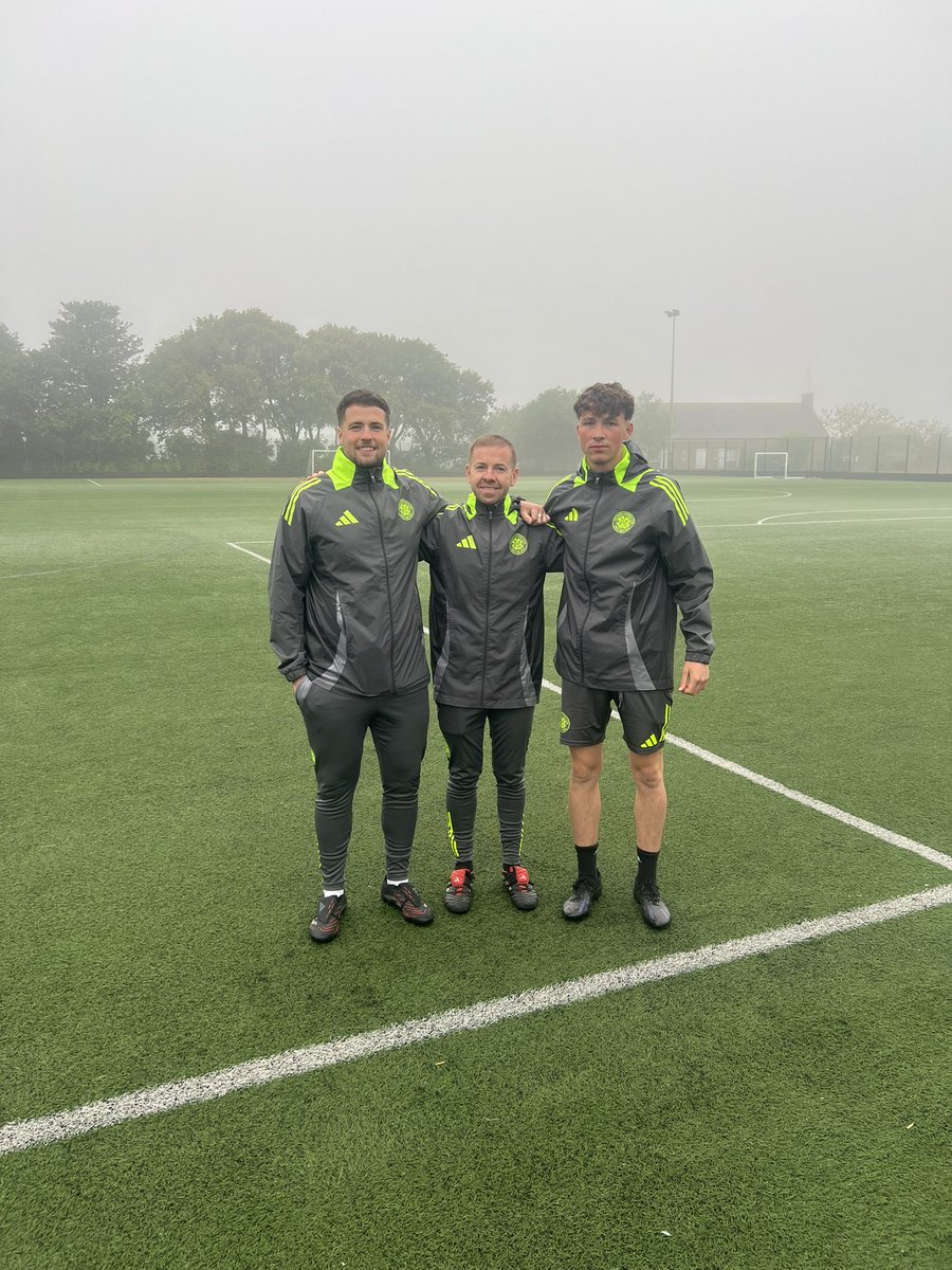 Great to have the <a href="/CelticSocAcad/">Celtic Soccer Academy</a> coaches Paul, Mark &amp; Liam over this week coaching all the children. 

Welcome gents. Hopefully the sun will come out soon for you! 

Keep an eye out for updates throughout the week! 🙌🏻⚽️