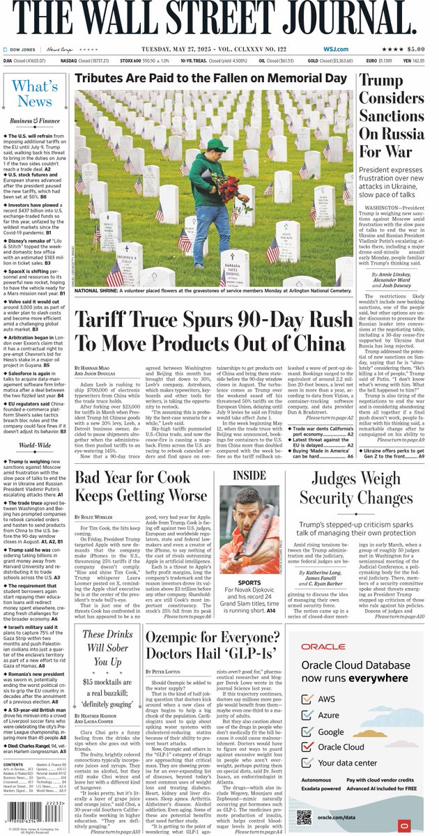 Here is an early look at the front page of today's Wall Street Journal on.wsj.com/3SoYpVg