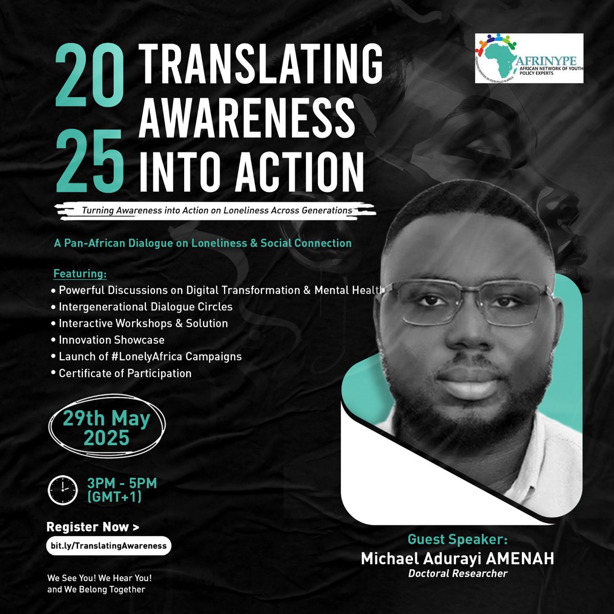 afrinype01's tweet photo. MICHEL ADURAYI AMEHAH WILL BE SPEAKING AT AFRINYPE’s WEBINAR ON THURSDAY

“Economic Mobility and the Social Disconnect: How Poverty &amp; Unemployment Fuel Loneliness Among Africa’s Youth”

Michel Adurayi Amenah is a PhD student in Health Economics and Policy at Lancaster University https://t.co/BJYHV1B2Y8