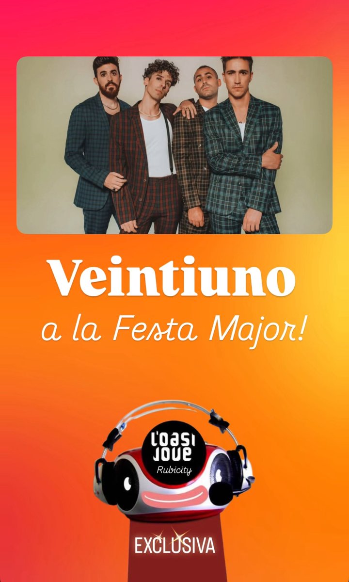 🥳 EXCLUSIVA 🥳

Veintiuno actuarà a la Festa Major de #Rubicity!