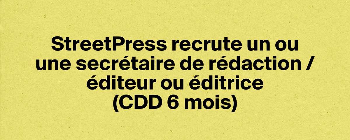 streetpress's tweet photo. [🚨 Alerte job] StreetPress est à la recherche d'un ou une secrétaire de rédaction / éditeur/éditrice pour un CDD de 6 mois à partir de la rentrée de septembre !

Toutes les infos ➡️https://t.co/5cwCm2oLGa 

Pour candidater ➡️https://t.co/1rLv7aOoP1 https://t.co/NSbyFsxHrv