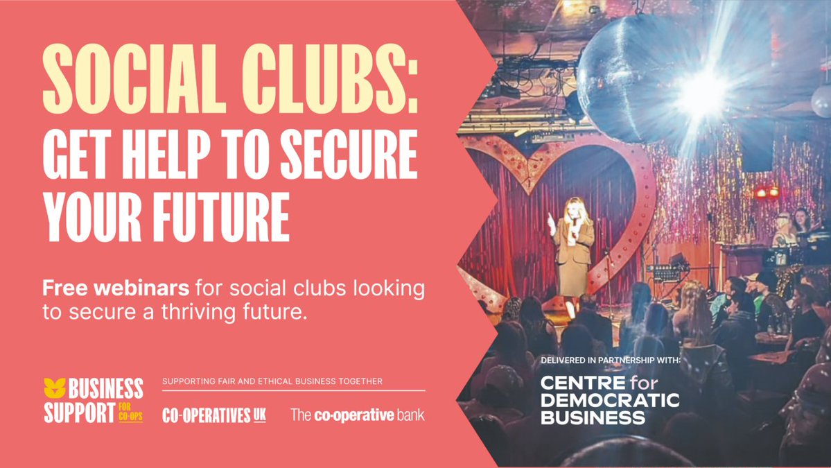 Plunkett UK (@plunkett_uk) on Twitter photo Are you part of a social club looking to secure a thriving future? 🌟
💻 Join a free webinar series next month hosted by our friends at <a href="/CooperativesUK/">Co-operatives UK</a> & <a href="/coop_finance/">Co-op Finance</a> to explore where to receive free business support.
👉 Find out more + register: democraticbusiness.org/training/socia… Are you part of a social club looking to secure a thriving future? 🌟
💻 Join a free webinar series next month hosted by our friends at <a href="/CooperativesUK/">Co-operatives UK</a> & <a href="/coop_finance/">Co-op Finance</a> to explore where to receive free business support.
👉 Find out more + register: democraticbusiness.org/training/socia…