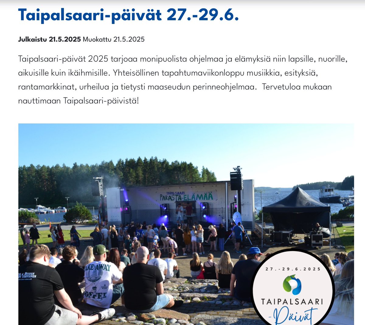 Taipalsaari-päivät 27.-29.6.2025