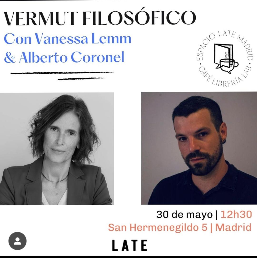 AlbertoCoronelT's tweet image. Qué mejor que un vermú para filosofar.
Este viernes estaré hablando en el espacio Late con Vanessa Lemm sobre filosofía y biopolítica en torno a la obra de Nietzsche.
¡Vengan!