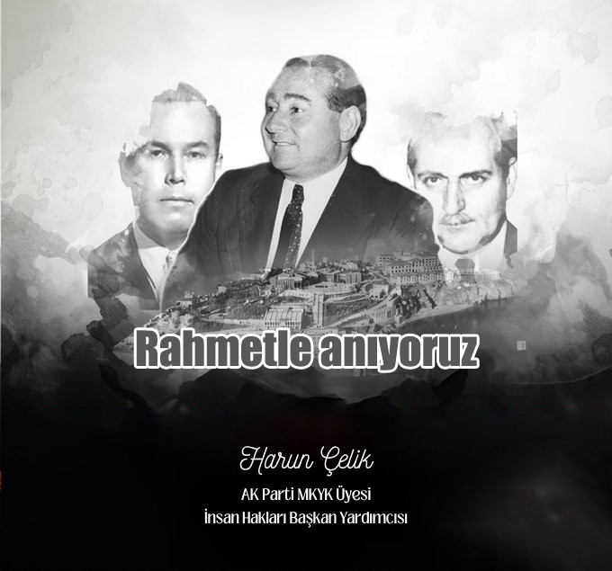 Demokrasimizin ve millet iradesinin katledildiği #27Mayıs 1960 darbesinin 65. yıl dönümünde;  

Başbakan Adnan Menderes ile Bakanlar F. Rüştü Zorlu ve Hasan Polatkan’ı rahmetle yad ediyorum.  

Darbeci ve vesayetçi zihniyete asla geçit vermeyeceğiz!