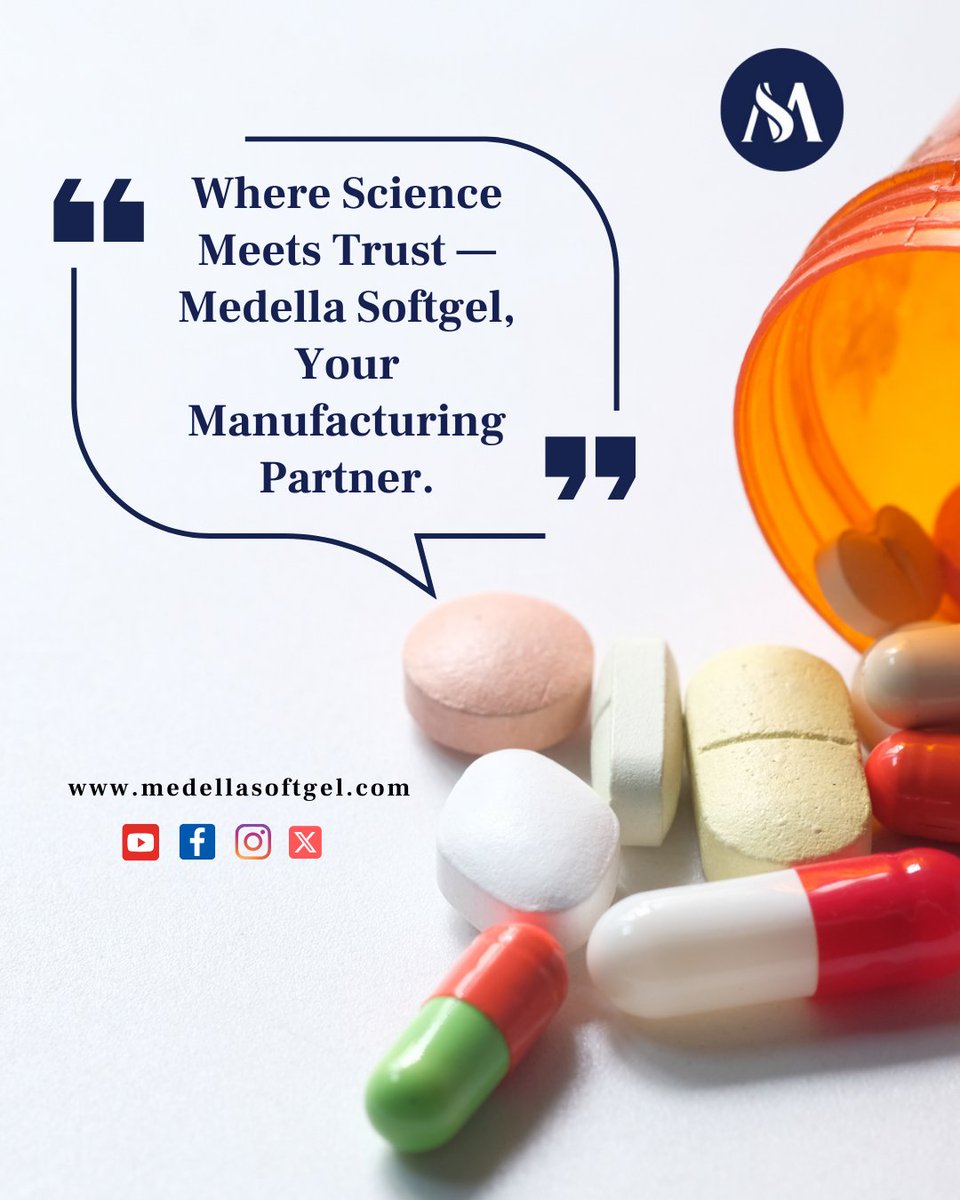 medellasoftgel's tweet image. 🔬 Where Science Meets Trust 💊
Partner with Medella Softgel — your reliable source for quality softgel &amp;amp; capsule manufacturing.

🌐 medellasoftgel.com

#MedellaSoftgel #PharmaPartner #CapsuleManufacturing #Nutraceuticals #Healthcare #PharmaSolutions