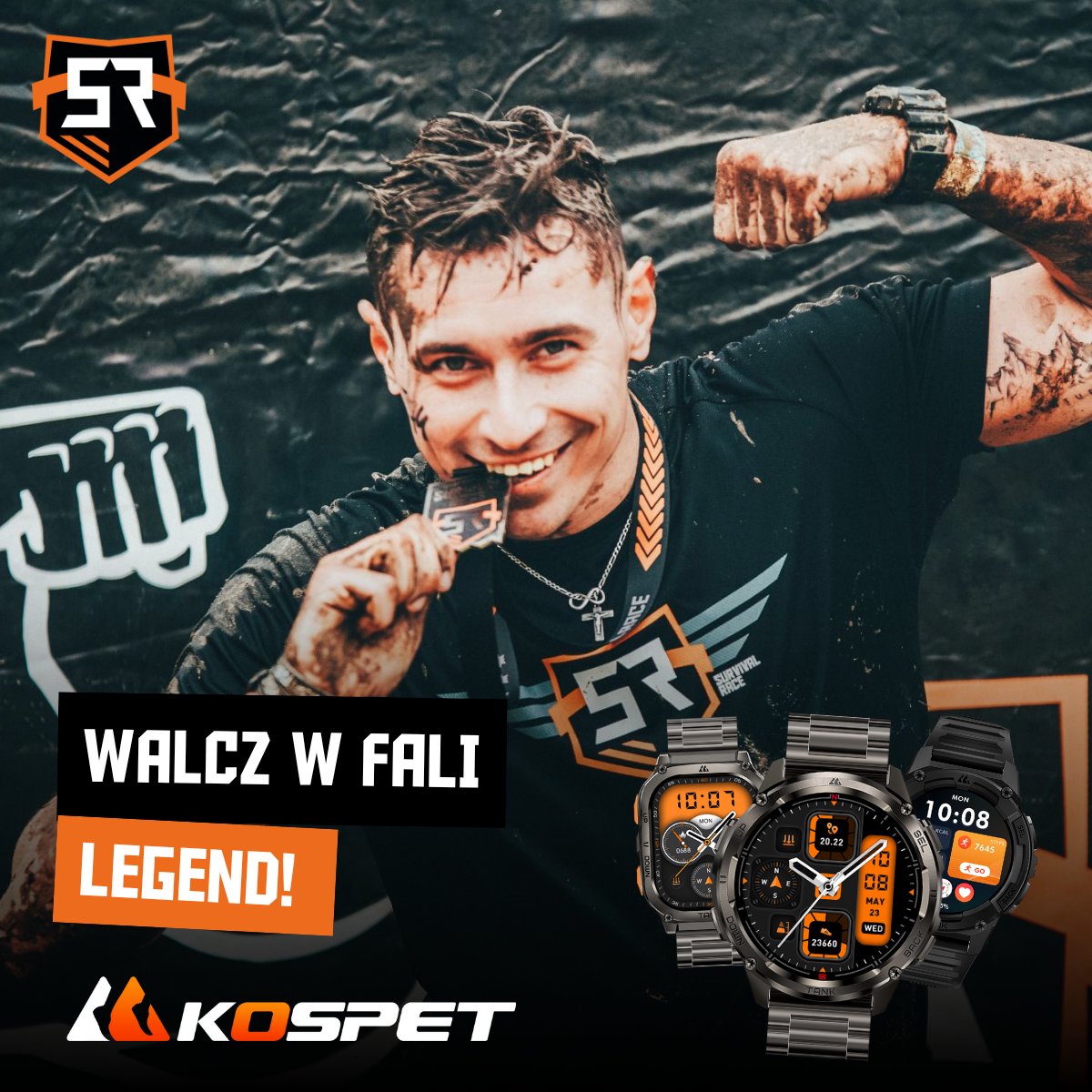 SurvivalRacePL's tweet photo. Odliczanie do Survival Race 2025 w Poznaniu trwa! ⏰

Przypominamy - w fali LEGEND nie tylko testujesz swoje granice, ale możesz też zgarnąć pakiet cennych nagród, w tym niezniszczalny smartwatch od KOSPET! 🔥

✔️ Pancerny design
✔️ Wodoodporność i odporność na wstrząsy
✔️ GPS, tryby sportowe, monitoring zdrowia
✔️ Wytrzymałość baterii nawet do kilkunastu dni

Chcesz zdobyć zegarek, który przetrwa każdą przeszkodę? Zgłoś się do fali LEGEND na dystansie 6 lub 12 km! 🎖️