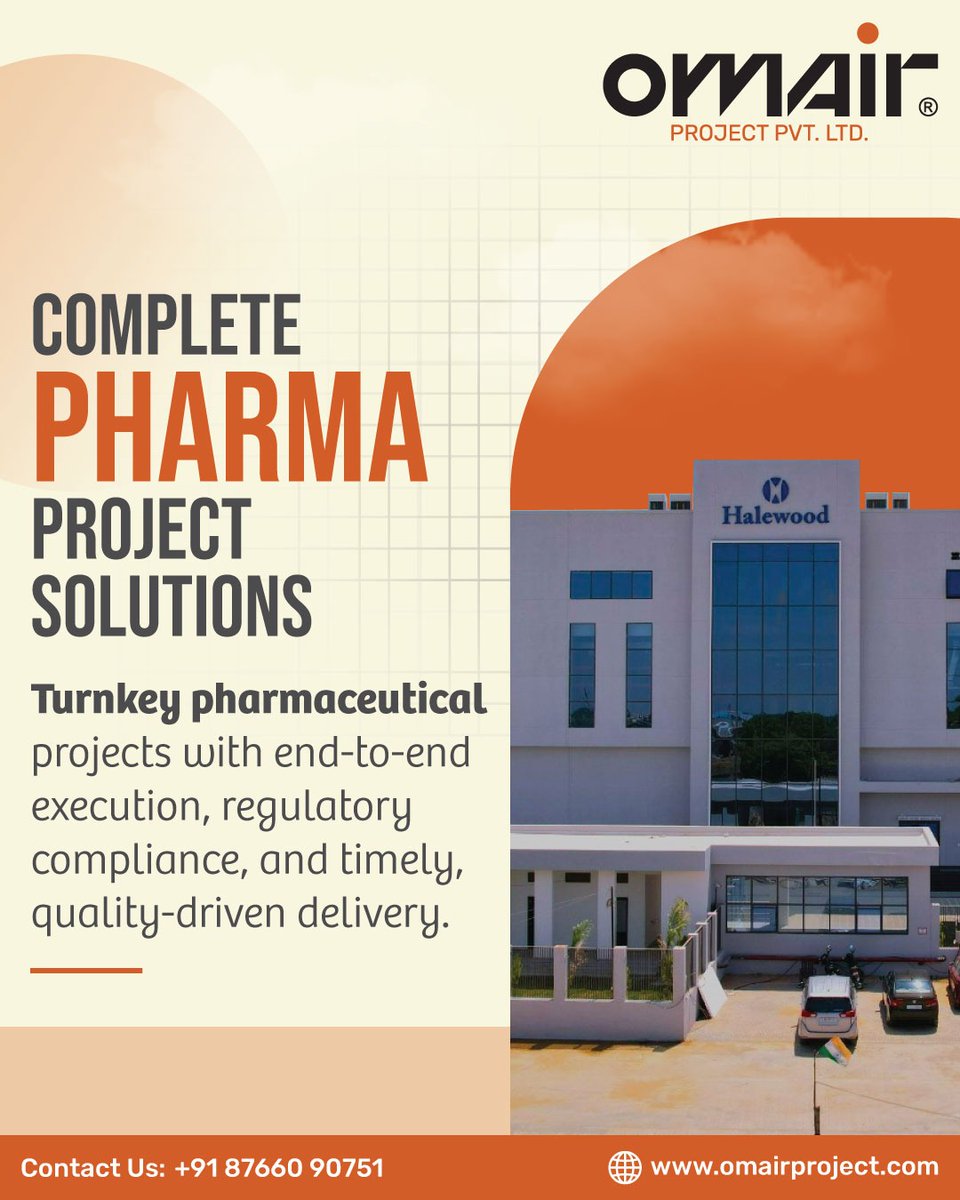 OmairProject's tweet image. COMPLETE PHARMA PROJECT SOLUTIONS

From concept to completion — turnkey pharmaceutical projects with end-to-end execution, 

🌐 Visit us: omairproject.com
👉 Contact Now:
📞 8766090751

#OmairProject #PharmaProjects #TurnkeySolutions #PharmaPlantSetup #AhmedabadBuilders