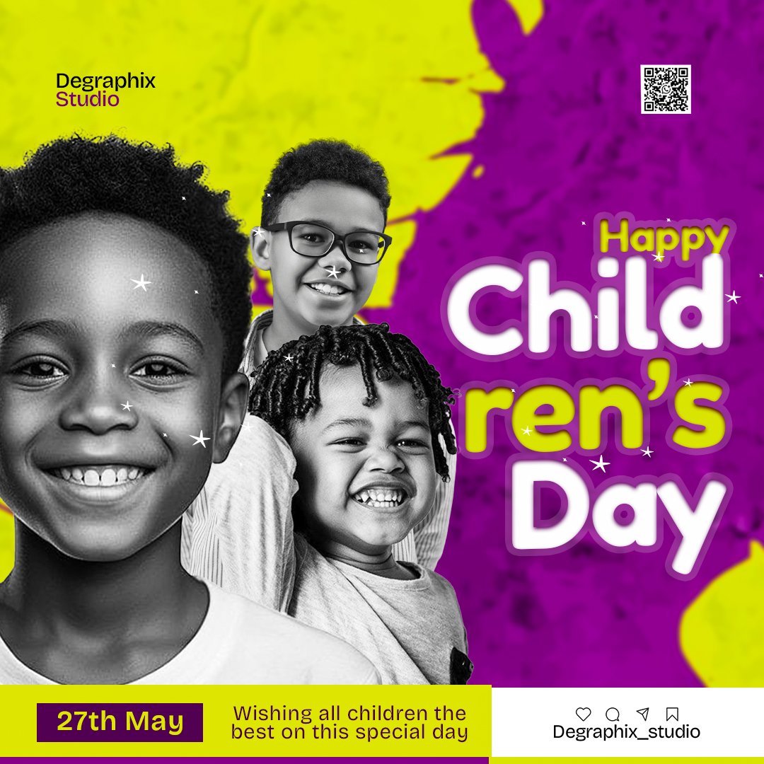 ChordzyPee's tweet photo. Happy Children’s Day!
Today, we celebrate the purest smiles, the brightest dreams, and the joy children bring into our world.
Let’s continue to inspire, protect, and nurture every child’s potential.
#ChildrensDay #CelebrateInnocence #DegraphixStudio #DesignWithHeart https://t.co/b5rH92hoff