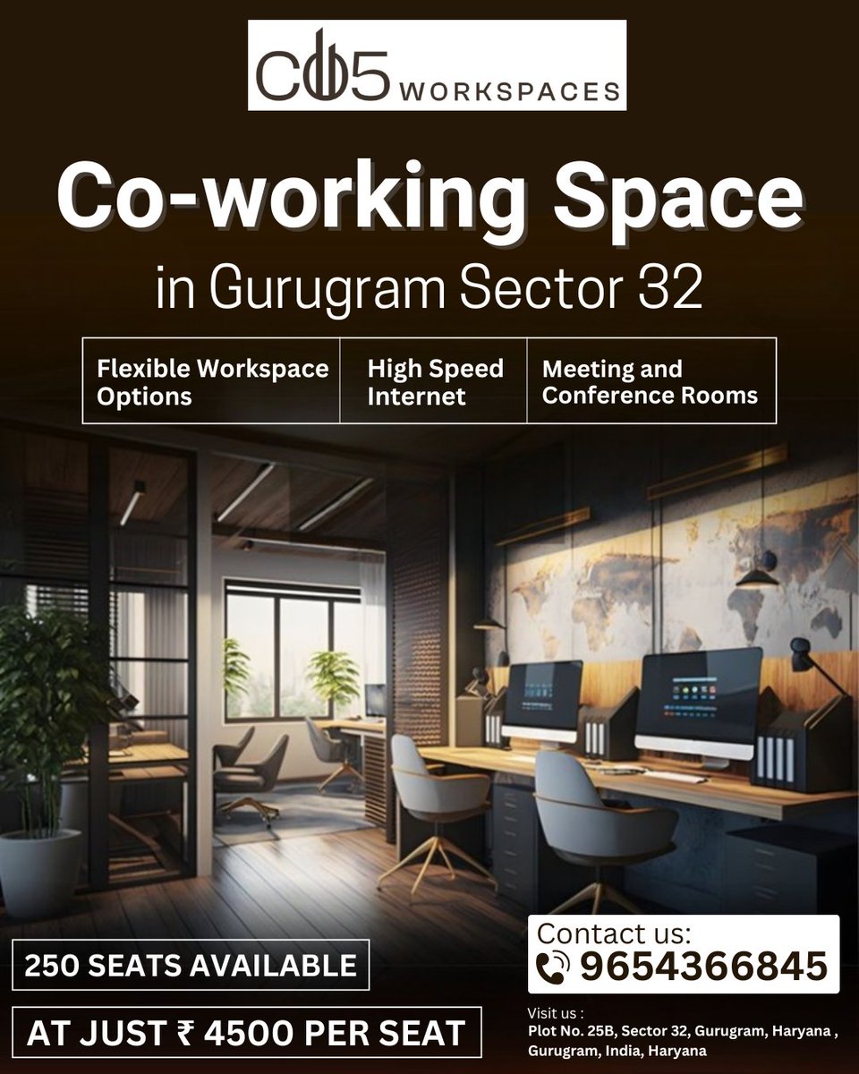 co5workspaces's tweet photo. 🚀 Level Up Your Workspace in Gurugram!
Looking for the perfect co-working space in Sector 32, Gurugram?

#CoworkingSpace #GurugramOffice #FlexibleWorkspace #CD5Workspaces #StartupFriendly #OfficeForRent #GurugramSector32 https://t.co/Tk77Uaotpz