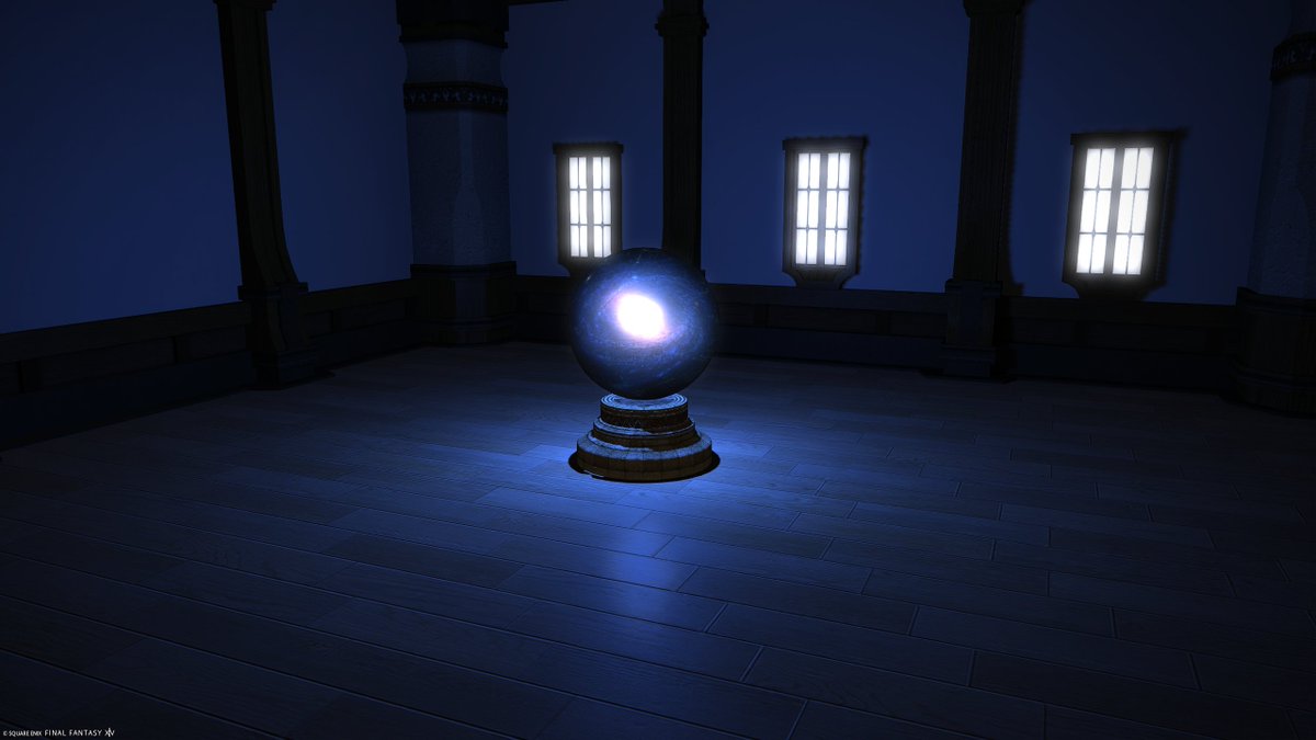 🏡패치 7.25 신규 하우징 가구 Celestial Sphere
염색 불가능, 초승달 섬 토큰 교환

실내 조명을 0단계로 설정해도 방 전체를 밝힐 정도로 밝은 빛을 내는 가구입니다. 사이즈는 2라라펠(최소 키) 정도로 꽤 큰 편.