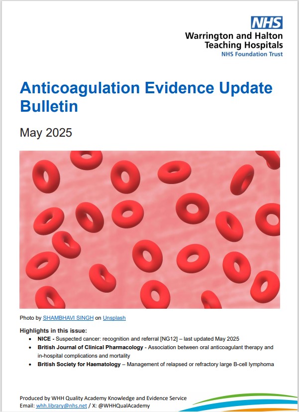 WHHQualityAcademy (@whhqualacademy) on Twitter photo Our latest Anticoagulation Evidence Update Bulletin โ May 2025 - is now available. WHH staff click on bit.ly/3SVMazr or email whh.library@nhs.net for a copy to be sent to your Inbox. Tell us how you have used our bulletins - bit.ly/4gIysec Our latest Anticoagulation Evidence Update Bulletin โ May 2025 - is now available. WHH staff click on bit.ly/3SVMazr or email whh.library@nhs.net for a copy to be sent to your Inbox. Tell us how you have used our bulletins - bit.ly/4gIysec