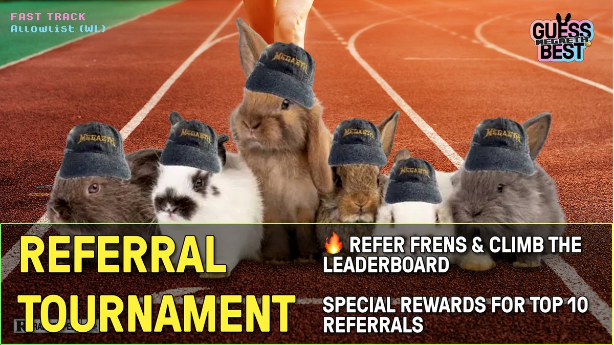 Referral Wars starts today !  

Top 10 referrers = mega surprise 🎁 

MegaHeads vs Guessers  

Share your unique link. Recruit. Climb.

End of referral tournament Sunday, June 1st