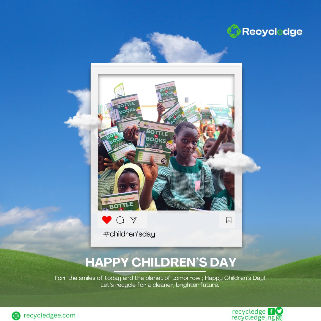 recycledge's tweet image. Happy Children’s Day to the leaders of tomorrow! At RECYCLEDGE, we’re recycling today for a cleaner, greener world they can thrive in. Every plastic we repurpose is a step toward their brighter future. #ChildrensDay #RecycleForTheFuture #GreenGeneration