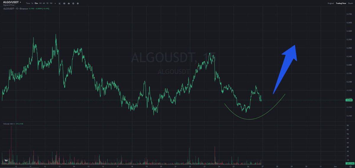 Bullify_X's tweet photo. $ALGO | It’s Not a Question of “If”  It’s “When”

$ALGO is flashing signals across the board  the kind that show up right before liftoff.

We’re not talking small moves.
We’re talking trend reversal, momentum ignition, and price discovery.

2025 Price Trajectory:

Holding strong above $0.16  base is solid.

Eyes on the flip of $0.28  once it’s gone, fireworks.

First target: $0.52

Then: $0.90

Final target for the year? $1.50+

The market loves underdogs... until they flip the whole script.

$ALGO isn’t lagging  it’s loading.
This rally won’t knock  it’ll blast the door down.

#DontFadeAlgo #Alogrand