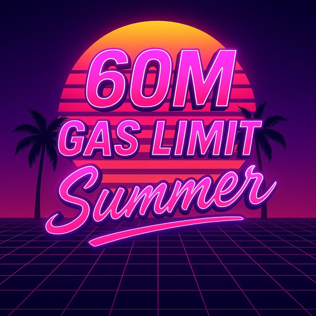 Jrag.eth (@jrag0x) on Twitter photo Sepolia and Hoodi are stable at 60M Gas Limit.
We have a consensus of researchers & devs to do it.
It's time to scale L1 relentlessly.
๐ฅโฝ๏ธ60M Gas Limit on mainnet by summer!โฝ๏ธ๐ฅ
1. Set your home validators.
2. Urge big staking entities to follow suit. Sepolia and Hoodi are stable at 60M Gas Limit.
We have a consensus of researchers & devs to do it.
It's time to scale L1 relentlessly.
๐ฅโฝ๏ธ60M Gas Limit on mainnet by summer!โฝ๏ธ๐ฅ
1. Set your home validators.
2. Urge big staking entities to follow suit.