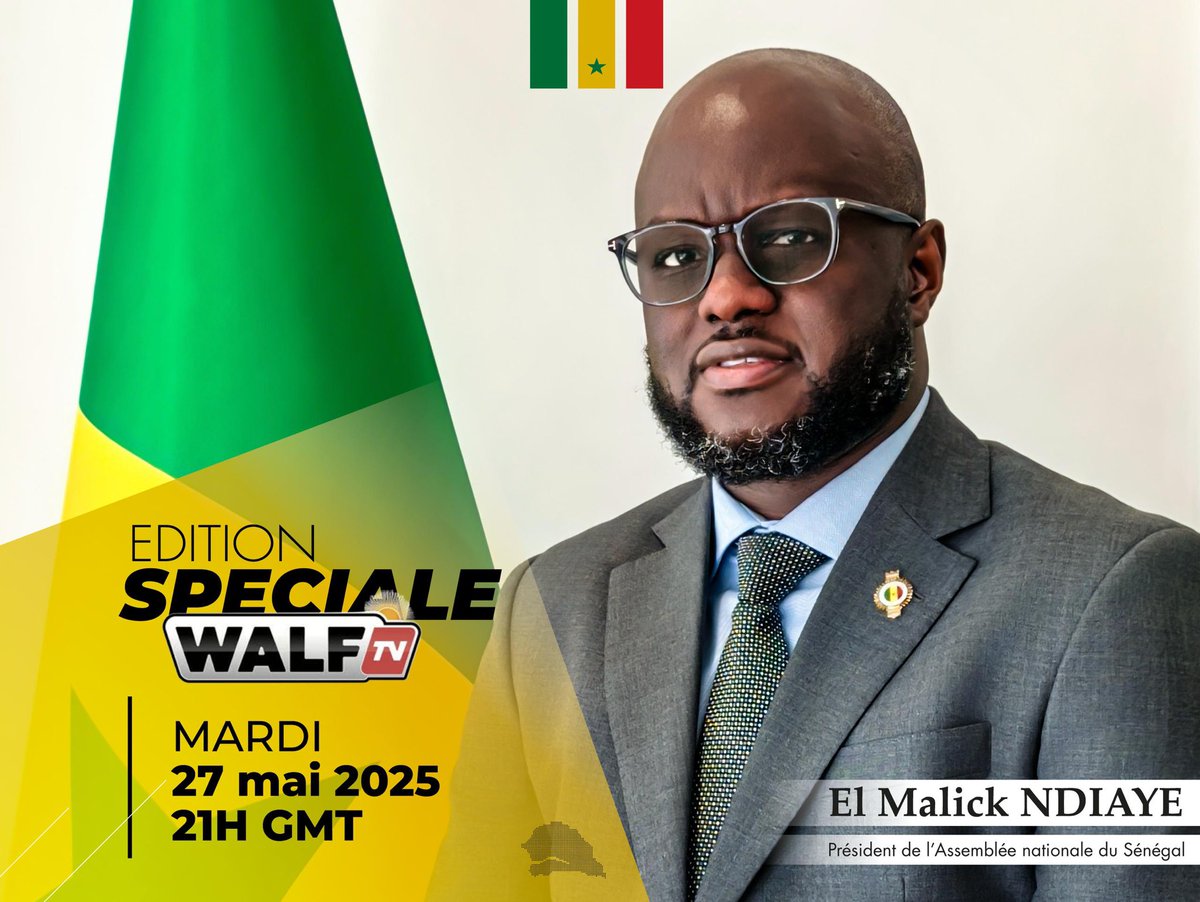elmaalignjaay's tweet photo. Mes chers compatriotes, 
Vous pouvez nous suivre 𝗰𝗲 𝘀𝗼𝗶𝗿 𝗮̀ 𝟮𝟭𝗵 𝘀𝘂𝗿 𝗪𝗮𝗹𝗳 𝗧𝗩 pour une interview exclusive.

#senegal #WalfTV #Interview https://t.co/YB9Oz5karo