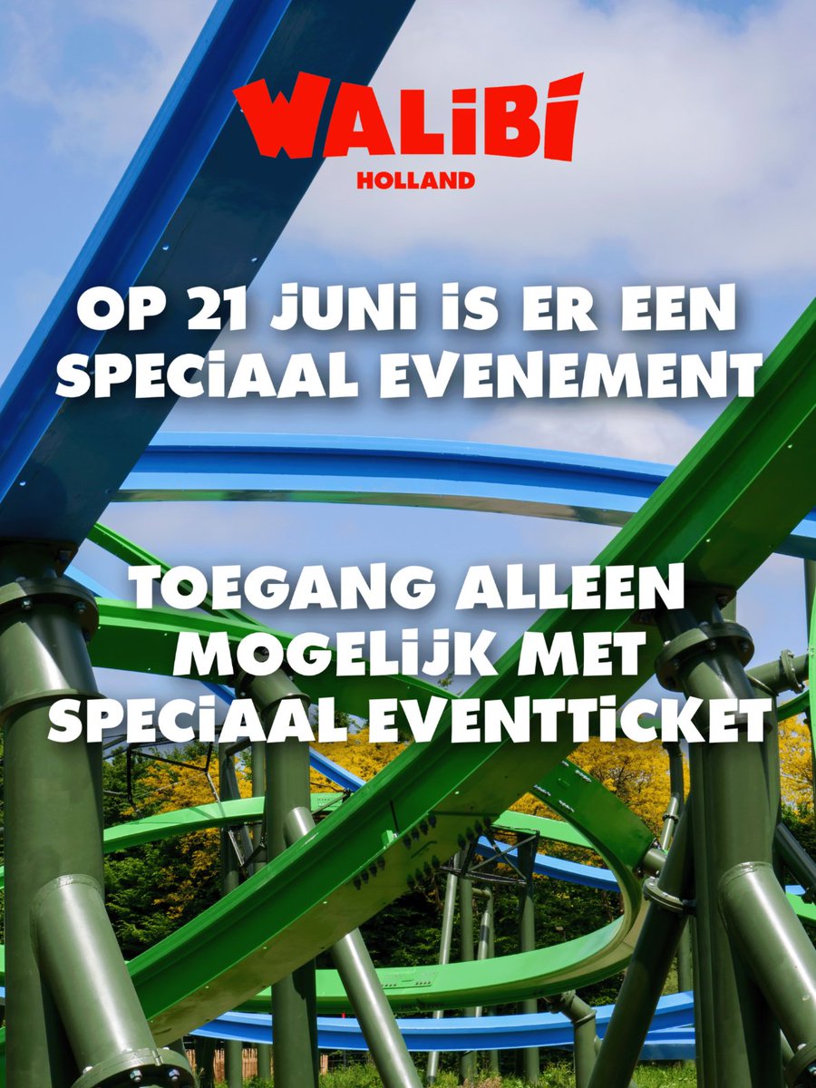 Let op: Op 21 juni 2025 vindt er een speciaal evenement plaats in Walibi Holland. Voor toegang heb je een speciaal ticket nodig; reguliere tickets en abonnementen zijn die dag niet geldig! #walibiholland #walibi