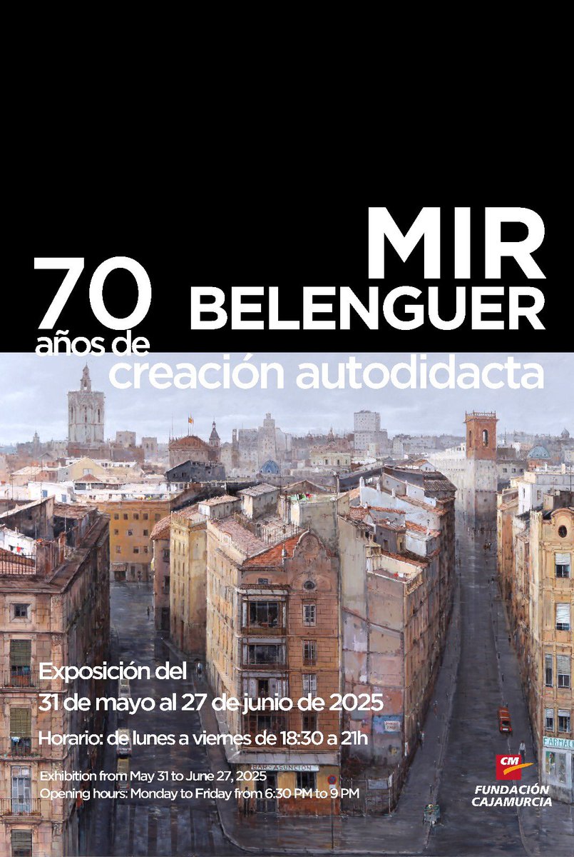 La obra del pintor Mir Belenguer llega a Cartagena. Una exposición de la @fundacioncajamurcia que podrá visitarse en el Palacio Pedreño desde el 31 de mayo hasta el 27 de junio.
“Mir Belenguer, 70 años de creación autodidacta”.