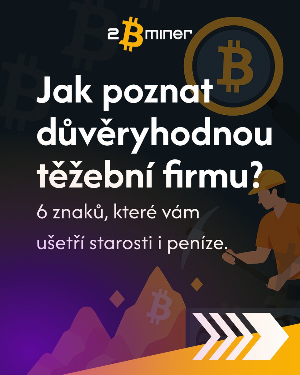 2BMiner's tweet photo. 💡 Jak poznat důvěryhodnou těžební firmu?

Těžba není jen o hashrate – ale i o důvěře.

Tady je 6 znaků, že jste v dobrých rukou:
1️⃣ Dohledatelná historie
2️⃣ Ověřitelné kontakty
3️⃣ Skuteční lidé
4️⃣ Aktivita v médiích
5️⃣ Reálné recenze
6️⃣ Transparentní podmínky https://t.co/51AYGYlZbC