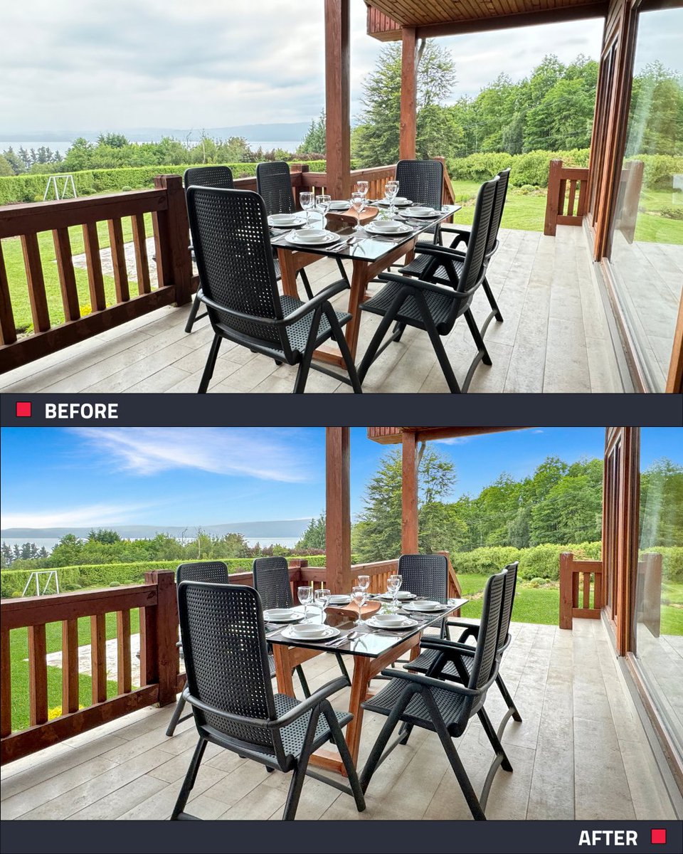 BoxBrownie_com's tweet image. From drab to dreamy ✨

This short-term rental’s outdoor area looked dull under grey skies — until our Image Enhancement brought it to life. Blue skies, balanced light, better bookings.

📸 Learn more: tinyurl.com/5y5yeb49

#BoxBrowniecom #ImageEnhancement