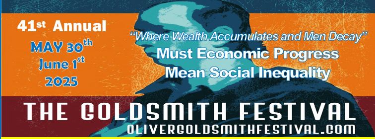 The Goldsmith International Literary Festival festival, is the third longest running festival of its type in Ireland and takes place over the June Bank Holiday from May 30th - June 1st

Visit olivergoldsmithfestival.com