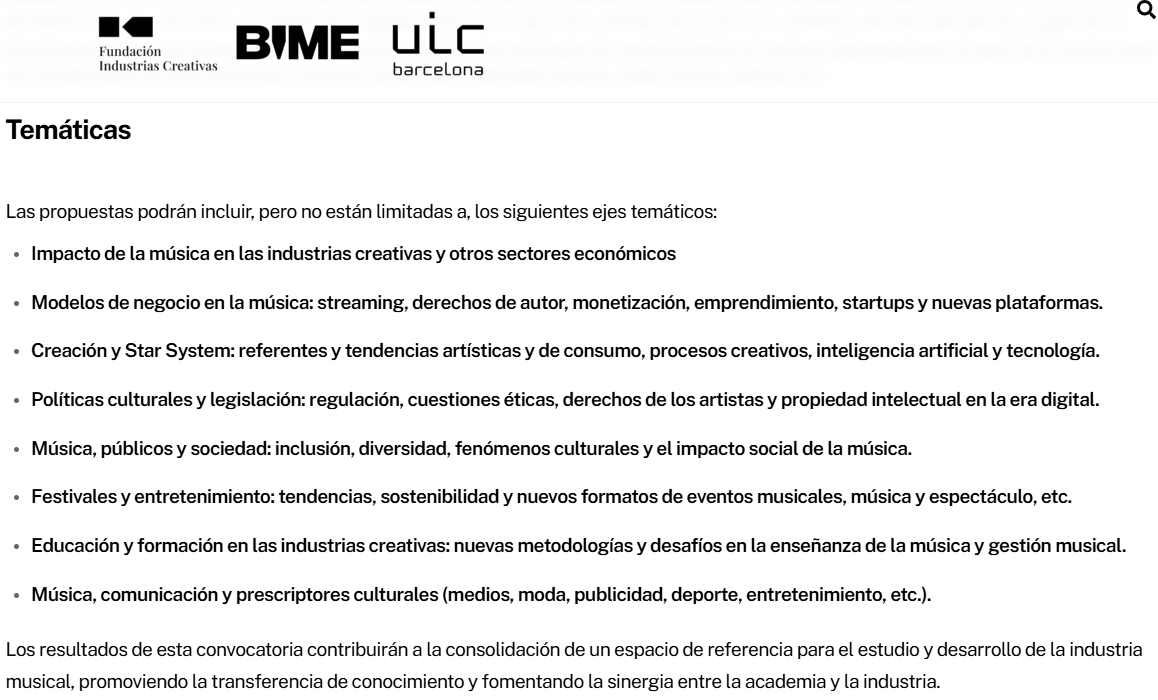 📢#CallforPapers: 

I Congreso Internacional de Investigación en #IndustriasCreativas (CIIIC) en el marco del <a href="/BIMEnet_/">BIME</a>, que celebrará su 12ª edición en Bilbao (29 y 30 de octubre).

📆Convocatoria abierta hasta el 30/06/25
👉Info: ciiic-bime.org

#BIME #IndustriaMusical