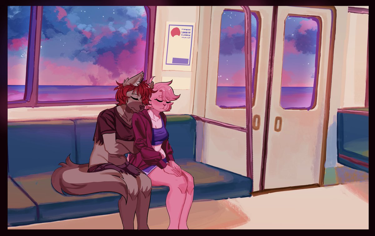 sleppy train 
_______________ 
maya and Dj  
Dj own by <a href="/gomm_harry/">Harry Gomm</a> 
______________ 
#furry #furryart #antro #art #illustration #furryartwork #digitalart