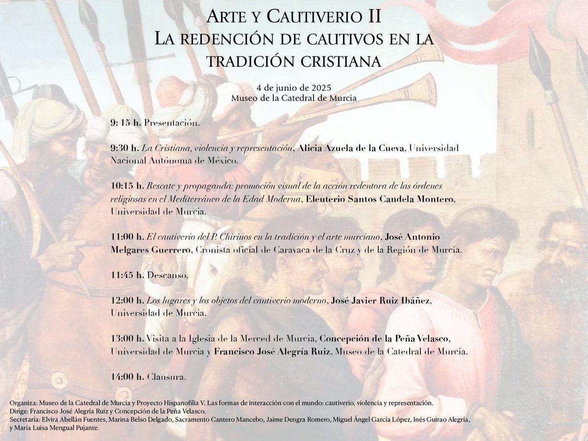 Nos complace anuncia esta jornada inmersa en el marco del II Seminario "Arte y Cautiverio". Tendrá lugar la próxima semana en el museo de la Catedral de Murcia.

Os esperamos!