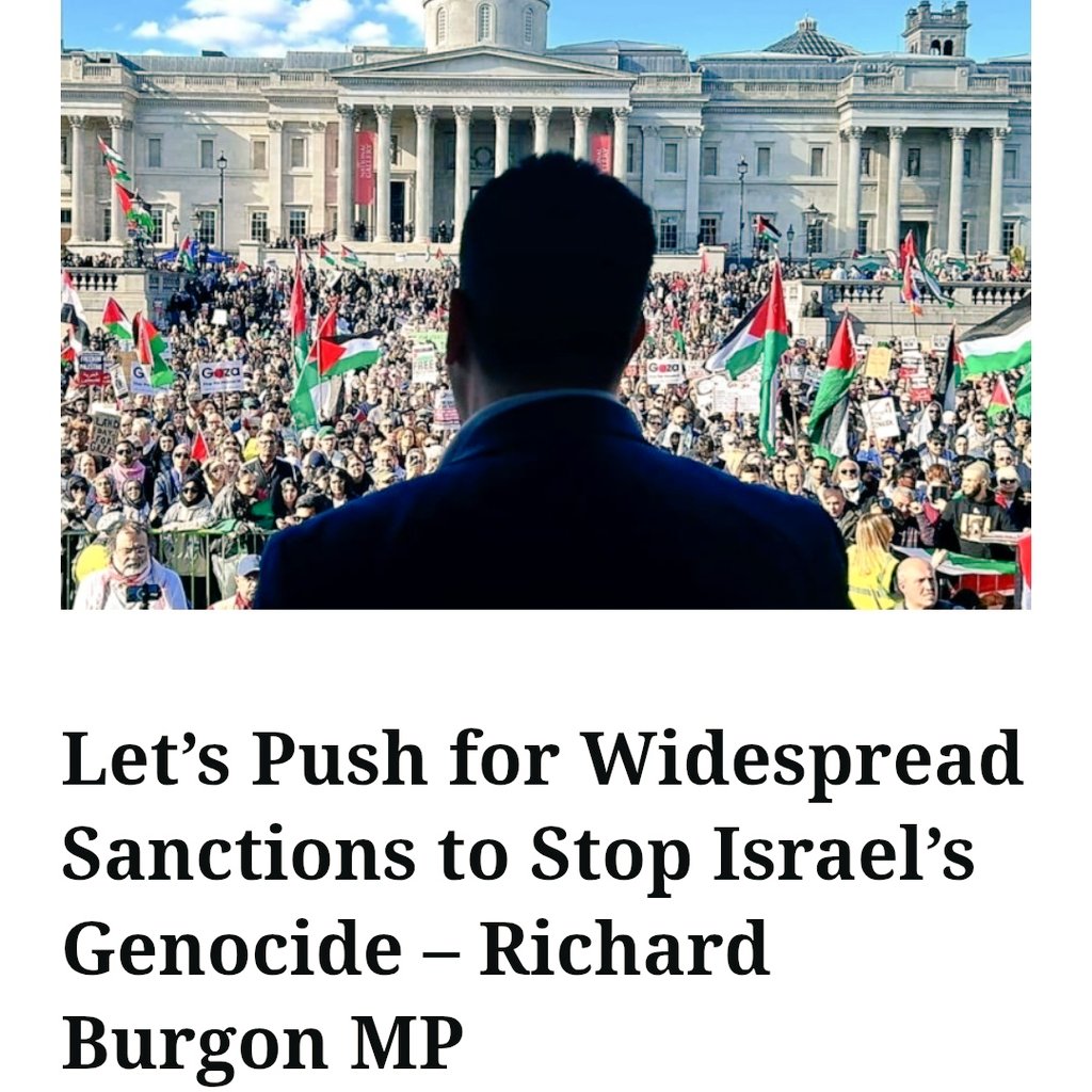 Richard Burgon MP (@richardburgon) on Twitter photo Israel is committing genocide.
Israel will only stop when Western Governments impose widespread sanctions:
āŖļø End all arms sales
āŖļø Impose economic sanctions
āŖļø Ban Israeli settlement goods
āŖļø Freeze the assets of all those responsible
My new article: labouroutlook.org/2025/05/20/let⦠Israel is committing genocide.
Israel will only stop when Western Governments impose widespread sanctions:
āŖļø End all arms sales
āŖļø Impose economic sanctions
āŖļø Ban Israeli settlement goods
āŖļø Freeze the assets of all those responsible
My new article: labouroutlook.org/2025/05/20/letā¦
