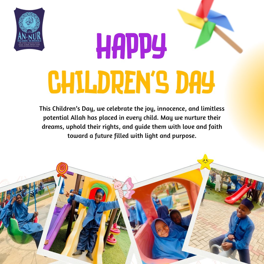 Today, we celebrate our little gems that are full of faith, curiosity and endless potential! May Allah continue to guide and protect every child as they grow in knowledge and character.

Happy Children’s Day from all of us at An-Nur!!!

#annur #schools #ilorin