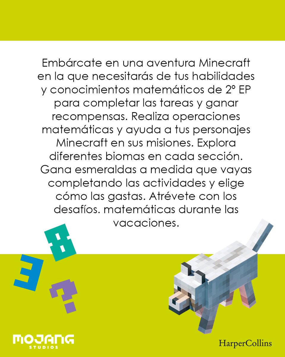 📚 ¡Matemáticas + #Minecraft = Diversión asegurada! 
🎮✍El 4 de junio llega el cuaderno oficial de actividades #Matemáticas de Minecraft para 2.º de primaria. Aprende, explora biomas y gana esmeraldas mientras resuelves retos matemáticos. ¡Diversión y aprendizaje unidos!