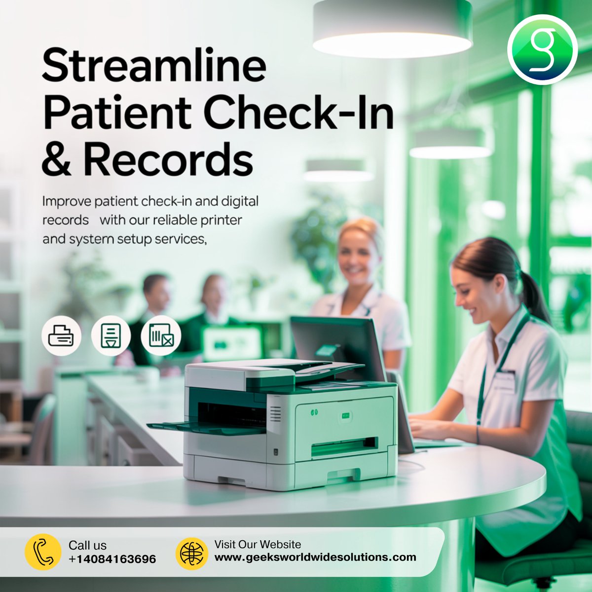 geek__solutions's tweet image. Streamline your clinic’s patient check-in and record-keeping with ease!
Boost efficiency and accuracy with our reliable printer & system setup services, designed specifically for a healthcare environment.
📞 Call+1 408-416-3696
#HealthcareIT #PatientCare #CheckInSolutions