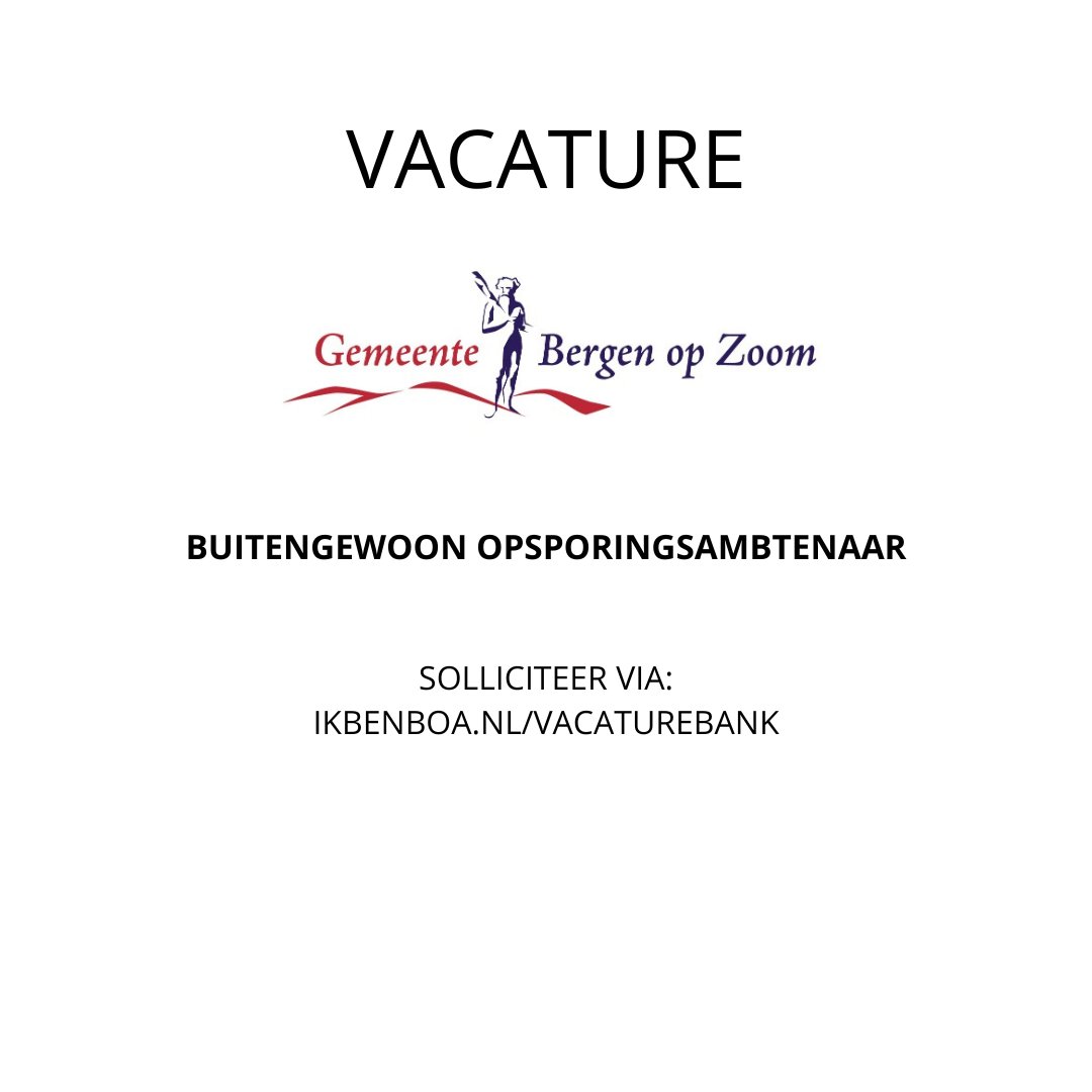 VACATURE:
Gemeente Bergen op Zoom is op zoek naar:
BUITENGEWOON OPSPORINGSAMBTENAAR

Nieuwsgierig of direct solliciteren?  
Kijk op onze BOA Vacaturebank:
ikbenboa.nl/vacature/gemee…

#boa #handhaving #bergenopzoom #vacature