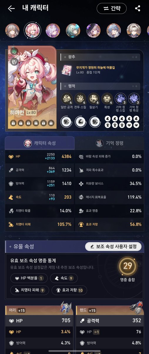 아주 이쁜 우리 히아킨 광추 10연에 바로 뽑고 속도 200 맞췄다!!