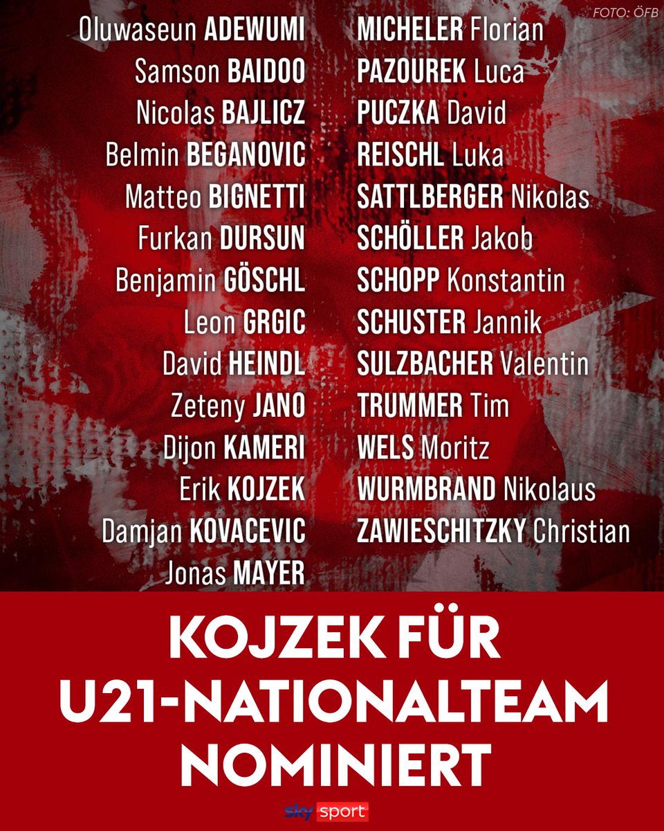 SkySportAustria's tweet photo. Mit @WolfsbergerAC-Youngster Kojzek! Perchtold nominiert U21-Kader 🇦🇹 

Alle Infos: https://t.co/Na6kVV5e8w

#ÖFBU21 #Kojzek https://t.co/dLJNf0iRvn