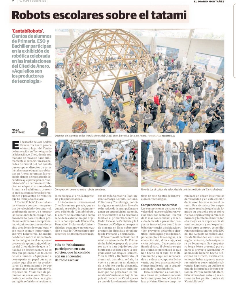 SERGIOSILVA75's tweet image. Cantab®️obots 202️⃣5️⃣. Con más de 7️⃣0️⃣0️⃣ escolares y 3️⃣0️⃣ centros de participación 👏👏🔝. Cℹ️ted.
#educantabria
#cited
#calidadeducativa