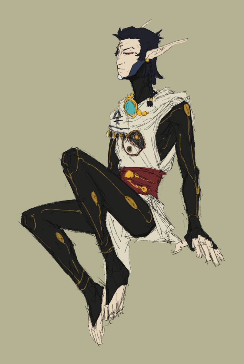 A quick rough sketch of Ya Hann the Dire avenger from my Rogue trader ttrpg game between exams #warhammer40k  #aeldari #eldar #RogueTrader