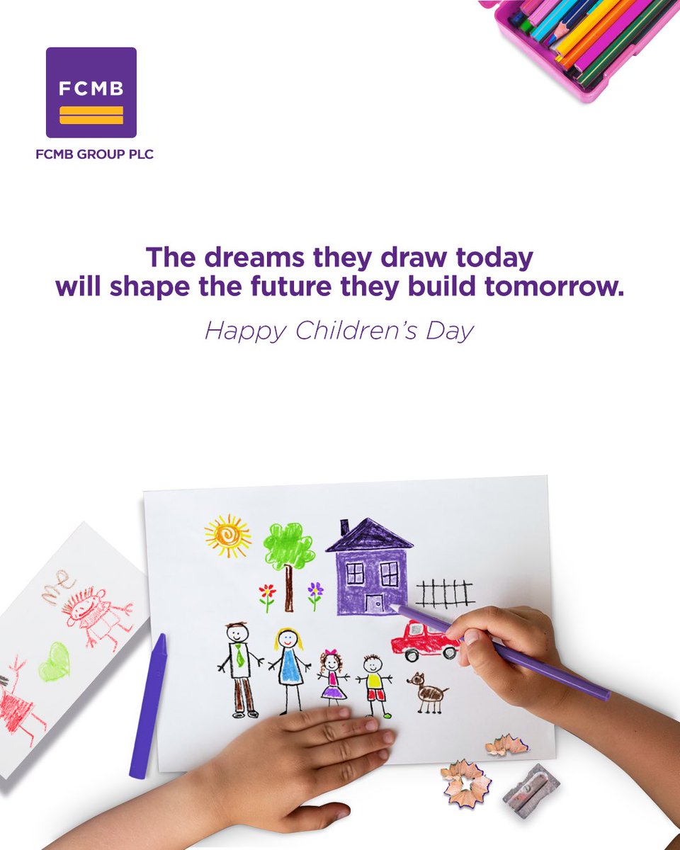 CSLStockbroking's tweet photo. The dreams children draw today will shape the future they build tomorrow!
At FCMB Group, we’re celebrating their creativity this Children’s Day. 🎉
#ChildrensDay #FCMBGroup https://t.co/ZJANZFjpH6