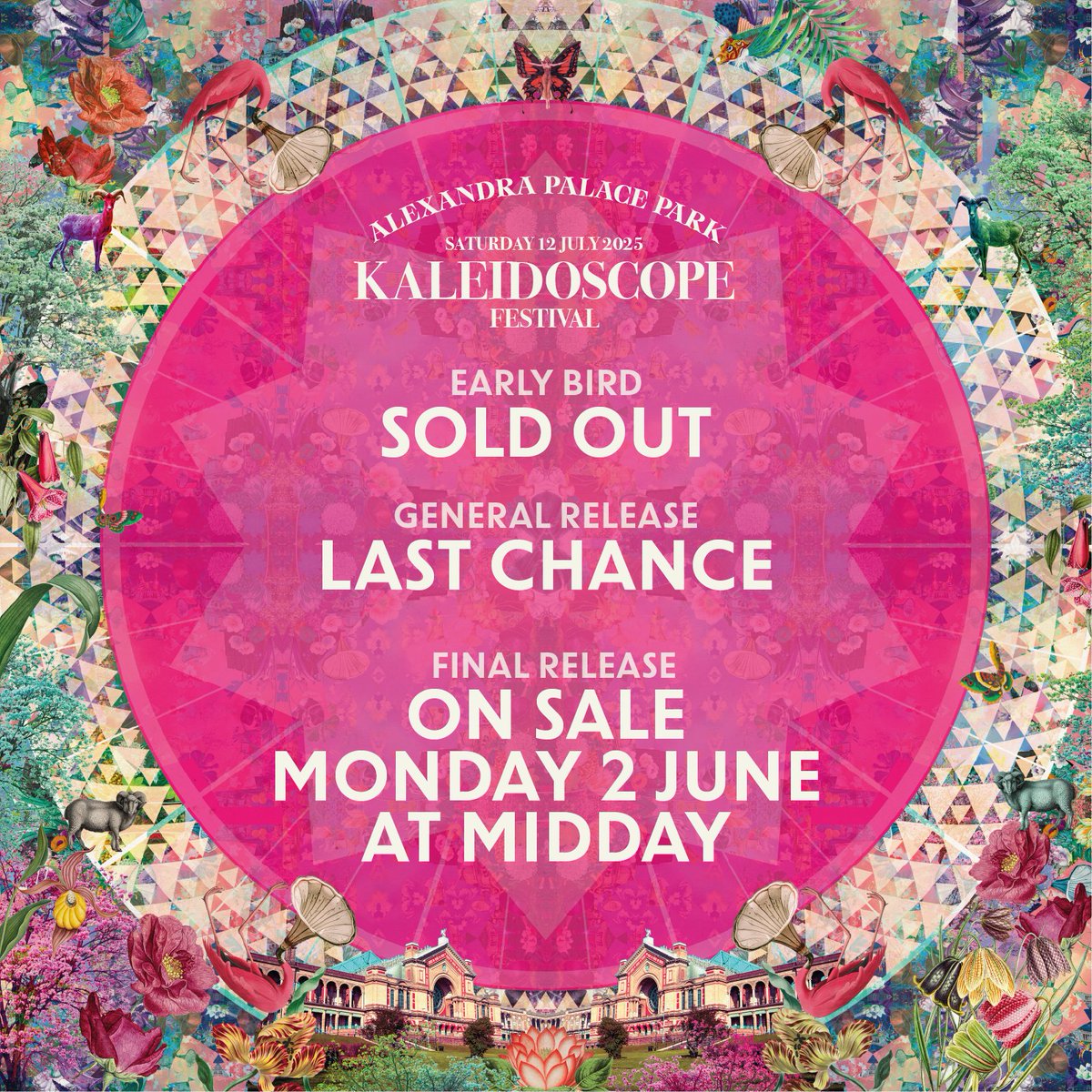 Kaleidoscope Festival (@ks_festival) on Twitter photo Ticket update! ποΈ Only a few general release tickets left.
Don't wait to secure your spot. <a href="/faithless/">Faithless</a>, <a href="/MRGOLDIE/">GOLDIE</a>, <a href="/eats_everything/">TwEats Everything</a>, <a href="/sarajcox/">sara coxπ</a>, <a href="/Sleepertweeting/">Sleeperbandtweets</a>, <a href="/DJSpoony/">DJ SPOONY</a> & so many more await π β¨
kaleidoscope-festival.com Ticket update! ποΈ Only a few general release tickets left.
Don't wait to secure your spot. <a href="/faithless/">Faithless</a>, <a href="/MRGOLDIE/">GOLDIE</a>, <a href="/eats_everything/">TwEats Everything</a>, <a href="/sarajcox/">sara coxπ</a>, <a href="/Sleepertweeting/">Sleeperbandtweets</a>, <a href="/DJSpoony/">DJ SPOONY</a> & so many more await π β¨
kaleidoscope-festival.com