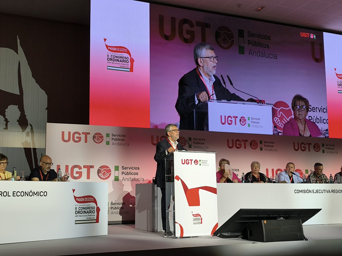 UGT Andalucia (@ugt_andalucia) on Twitter photo 🎙️II Congreso Ordinario de UGT Servicios Públicos Andalucía
🗣️<a href="/JRodrguezSauced/">Jose Manuel Rodríguez Saucedo</a> exige al PP que vote a favor de las 37,5 horas y que demuestre cuando dice que quiere proteger a los trabajadores. La política hay que hacerla y demostrarla con hechos, no con palabras, ha dicho.
#UGT 🎙️II Congreso Ordinario de UGT Servicios Públicos Andalucía
🗣️<a href="/JRodrguezSauced/">Jose Manuel Rodríguez Saucedo</a> exige al PP que vote a favor de las 37,5 horas y que demuestre cuando dice que quiere proteger a los trabajadores. La política hay que hacerla y demostrarla con hechos, no con palabras, ha dicho.
#UGT