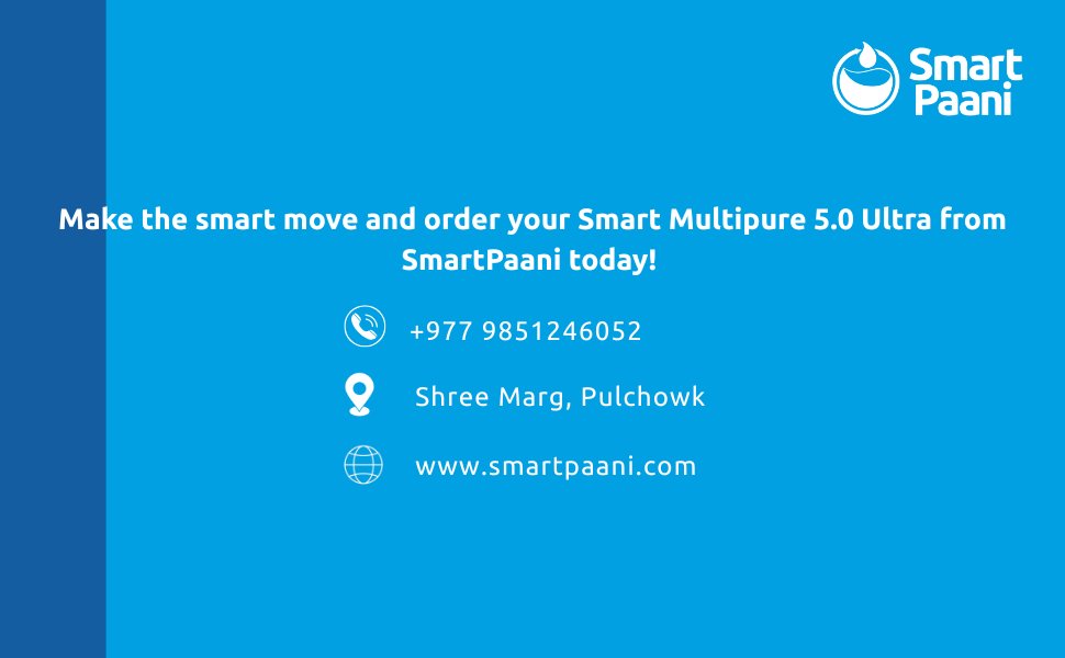 smartpaani's tweet photo. Your clean water solution- SmartPaani Smart Multipure 5.0 UF. To know more contact SmartPaani at 9851246052

#CleanDrinkingWater #EveryDropCounts #SustainableWaterManagementSolutions #SmartPaani https://t.co/pfKfwdy79v