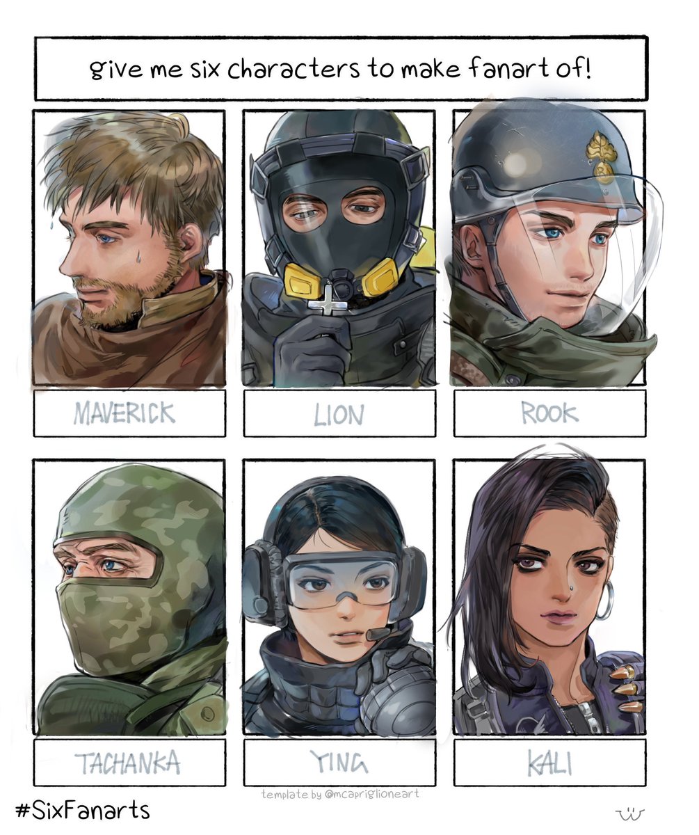 Victor_VVeg's tweet image. This is already the fourth time I've drawn this 6 characters request, and each time it ends up more detailed than the last ; )
#R6Community #R6S #RainbowSixSiege