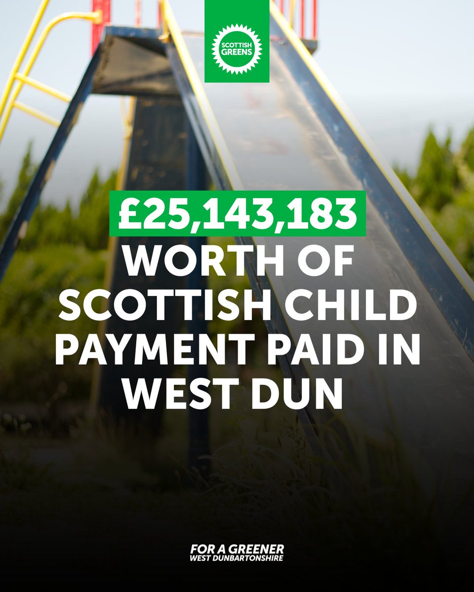 🚸 When <a href="/scottishgreens/">Scottish Greens</a> were in government, we helped expand eligibility for the Scottish Child Payment and doubled how much it's worth

💚 Figures out this week show more than £25m in payments have been made to families in West Dun, making a real difference