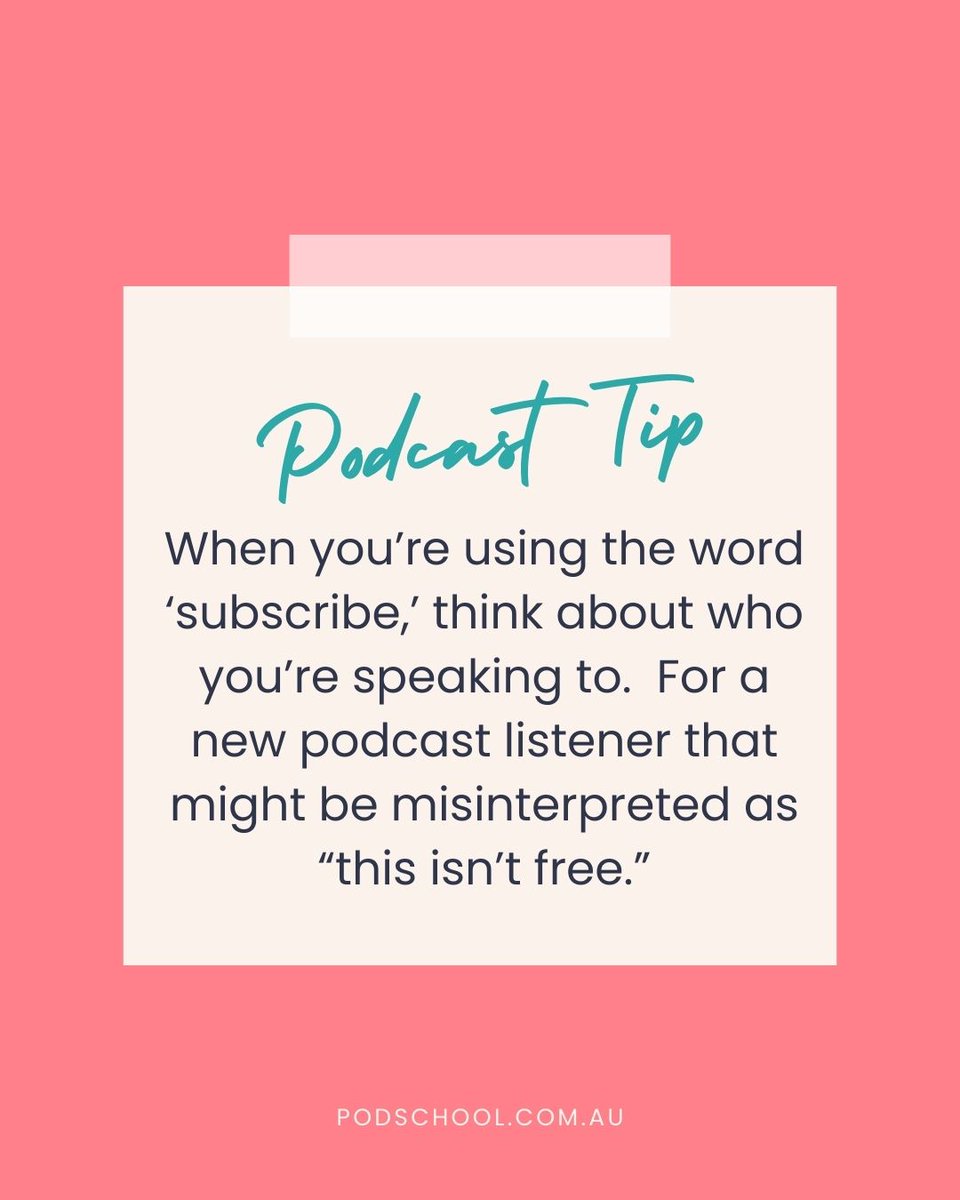 ‘Subscribe’ might seem obvious to you…
But to someone new to podcasts, it can sound like “this costs money.”
rachelcorbett.com.au/blog/grow-your…
#PodcastTips #StartAPodcast #PodcastMarketing