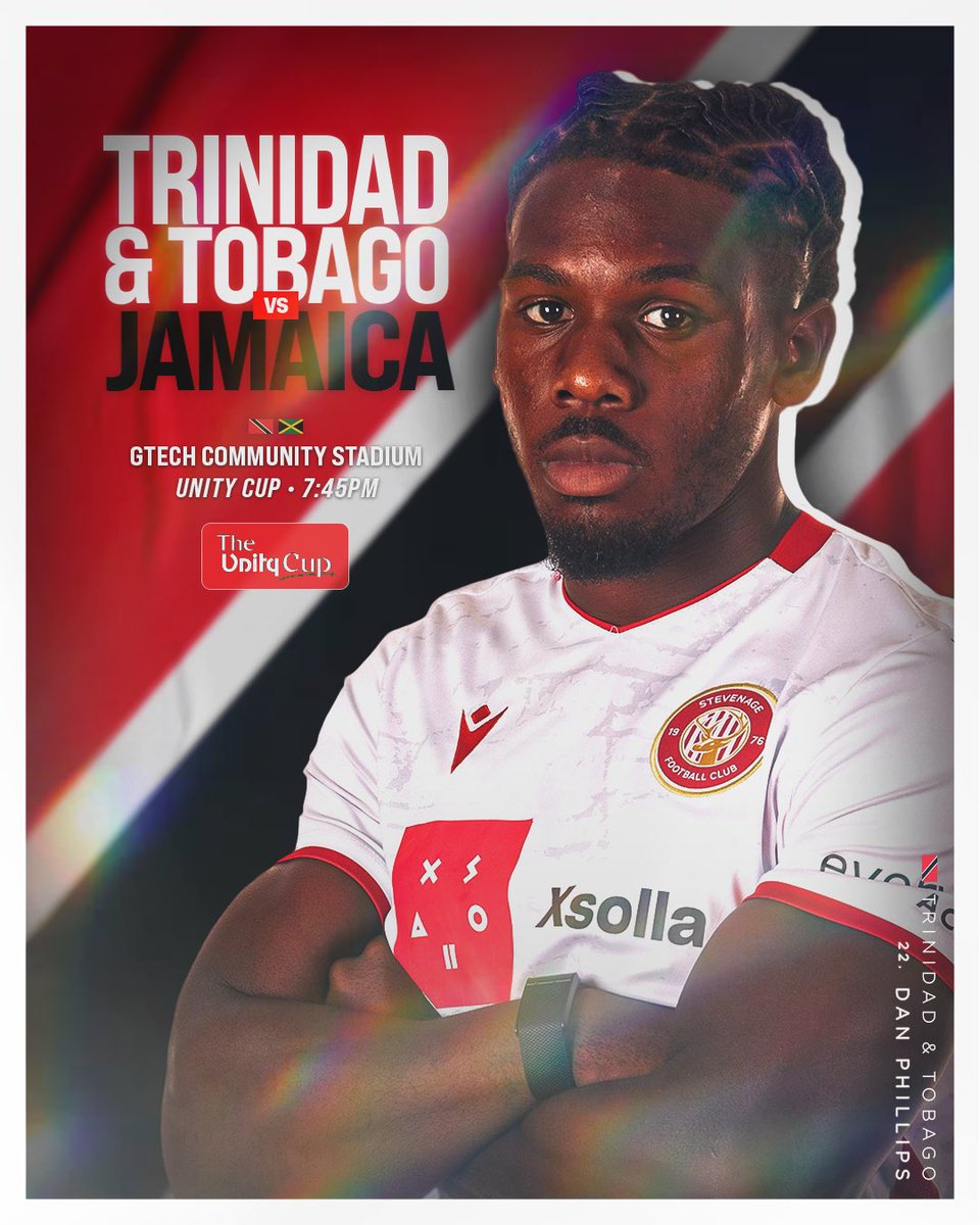 Stevenage FC 🔴⚪ (@stevenagefc) on Twitter photo Wishing Dan Phillips good luck ahead of tonight’s Unity Cup clash vs Jamaica! 🇹🇹 Wishing Dan Phillips good luck ahead of tonight’s Unity Cup clash vs Jamaica! 🇹🇹