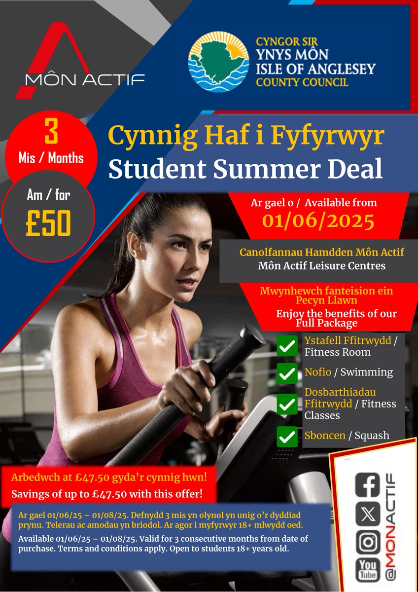 MonActif (@mon_actif) on Twitter photo Cynnig Haf i Fyfyrwyr 🌞
Ar gael heddiw
Student Summer Deal 🌞
Available today
<a href="/cyngormon/">Cyngor Sir Ynys Môn</a> <a href="/angleseycouncil/">Isle of Anglesey County Council</a> Cynnig Haf i Fyfyrwyr 🌞
Ar gael heddiw
Student Summer Deal 🌞
Available today
<a href="/cyngormon/">Cyngor Sir Ynys Môn</a> <a href="/angleseycouncil/">Isle of Anglesey County Council</a>